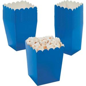 Fun Express Mini Blue Popcorn Boxes – Party Supplies – Containers & Boxes – Paper Boxes – 24 Pieces – Blue