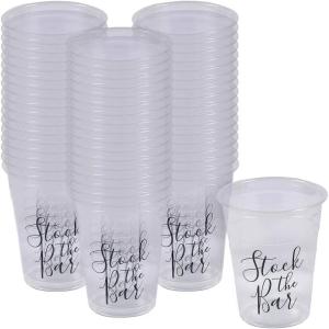 Fun Express STOCK THE BAR CLEAR PLASTIC CUPS – Party Supplies – 50 Pieces