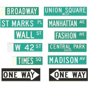 New York City Street Sign Cutouts – Set of 12, Including Wall Street, Broadway and More – Party Supplies and Decor