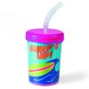 Fun Express DIY Cups with Lids and Straws for Kids (12-Pack) – Color Your Own Craft Cups Bulk Set with Blank Paper Inserts, BPA-Free Plastic Party Favors for Classroom Activities and Birthday Parties