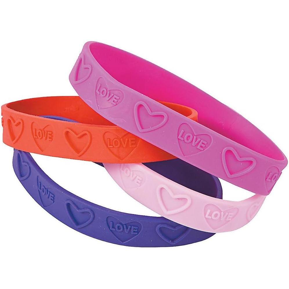 image:imageFun Express Love Rubber Bracelets for Valentines Day Jewelry Rubber Bracelets 24 Pieces