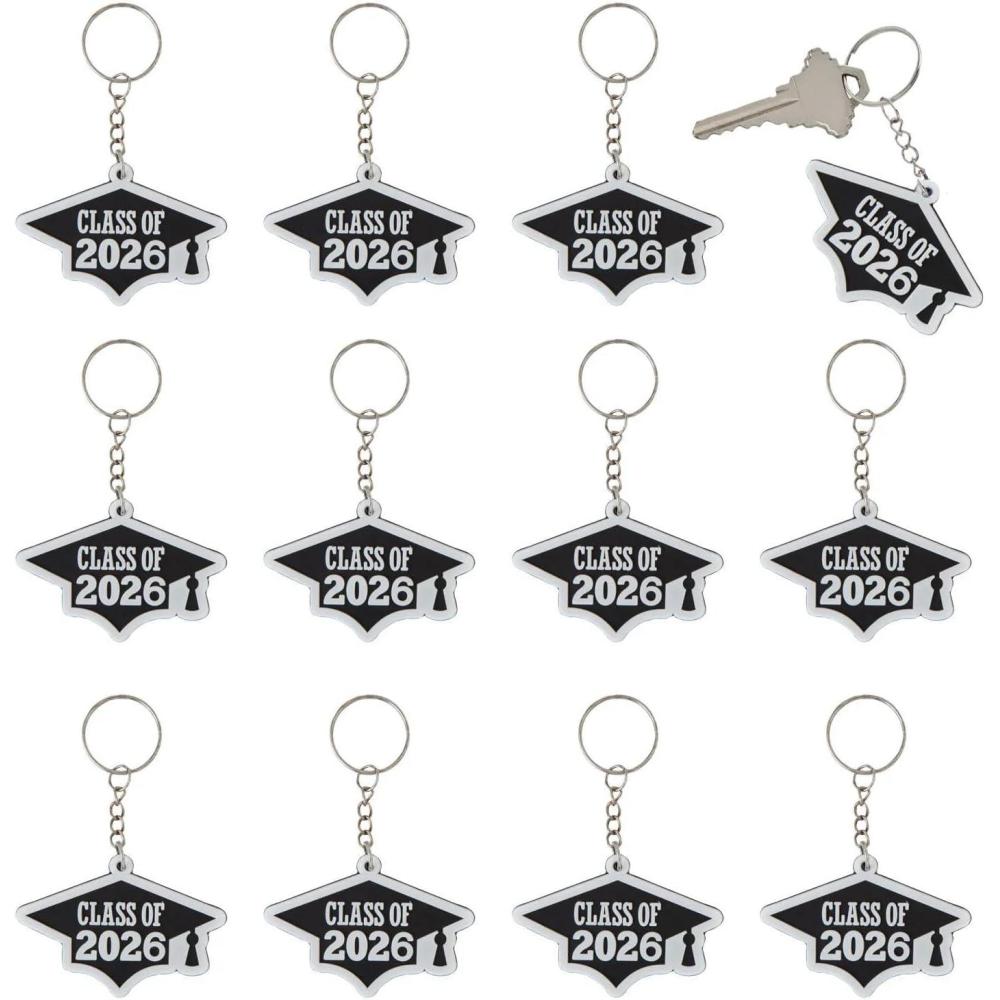 image:imageFun Express 2 12 Class of 2026 Graduation Cap Rubber Keychains 12 Pc