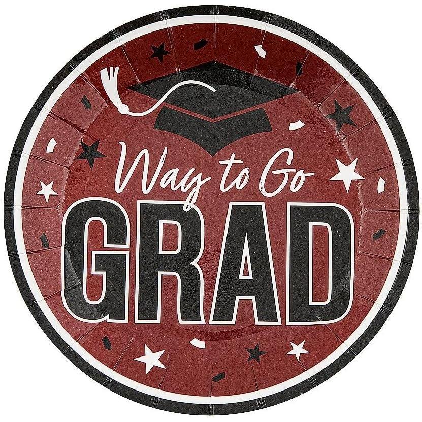 image:imageFun Express 7 14 Way to Go Grad Disposable Paper Dessert Plates  25 Ct  Great for Graduation Parties For School and College SilverBurgundy