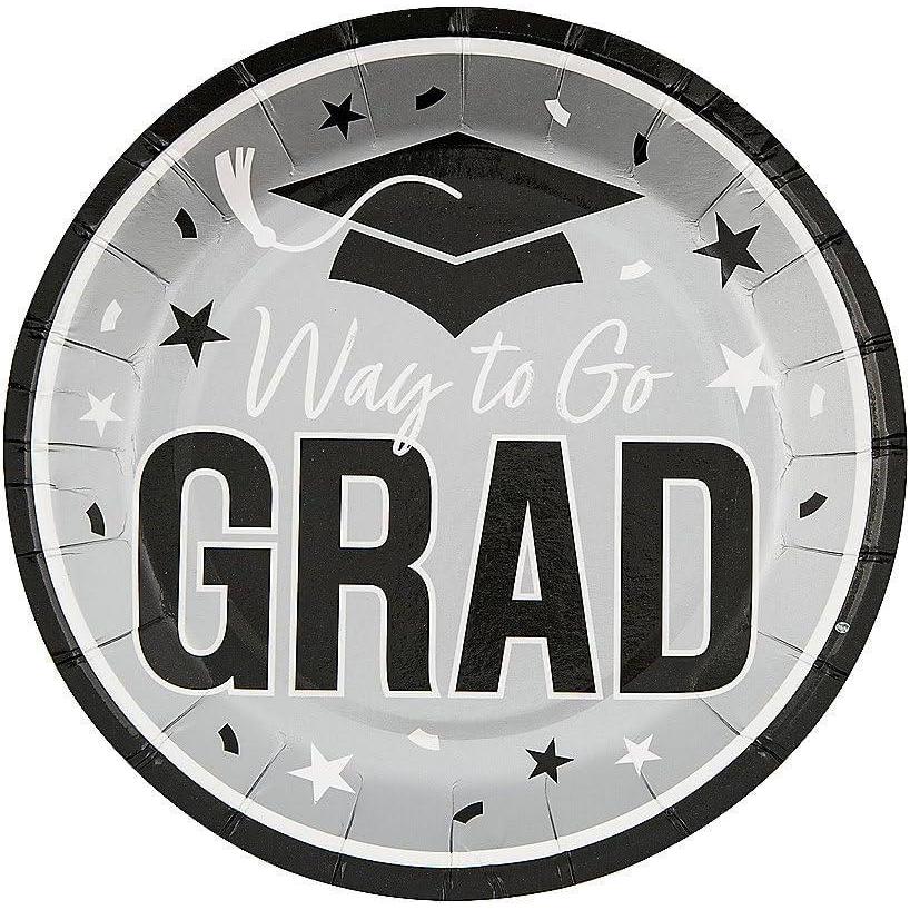 image:imageFun Express 7 14 Way to Go Grad Disposable Paper Dessert Plates 25 Ct Great for Graduation Parties For School and College SilverSilver