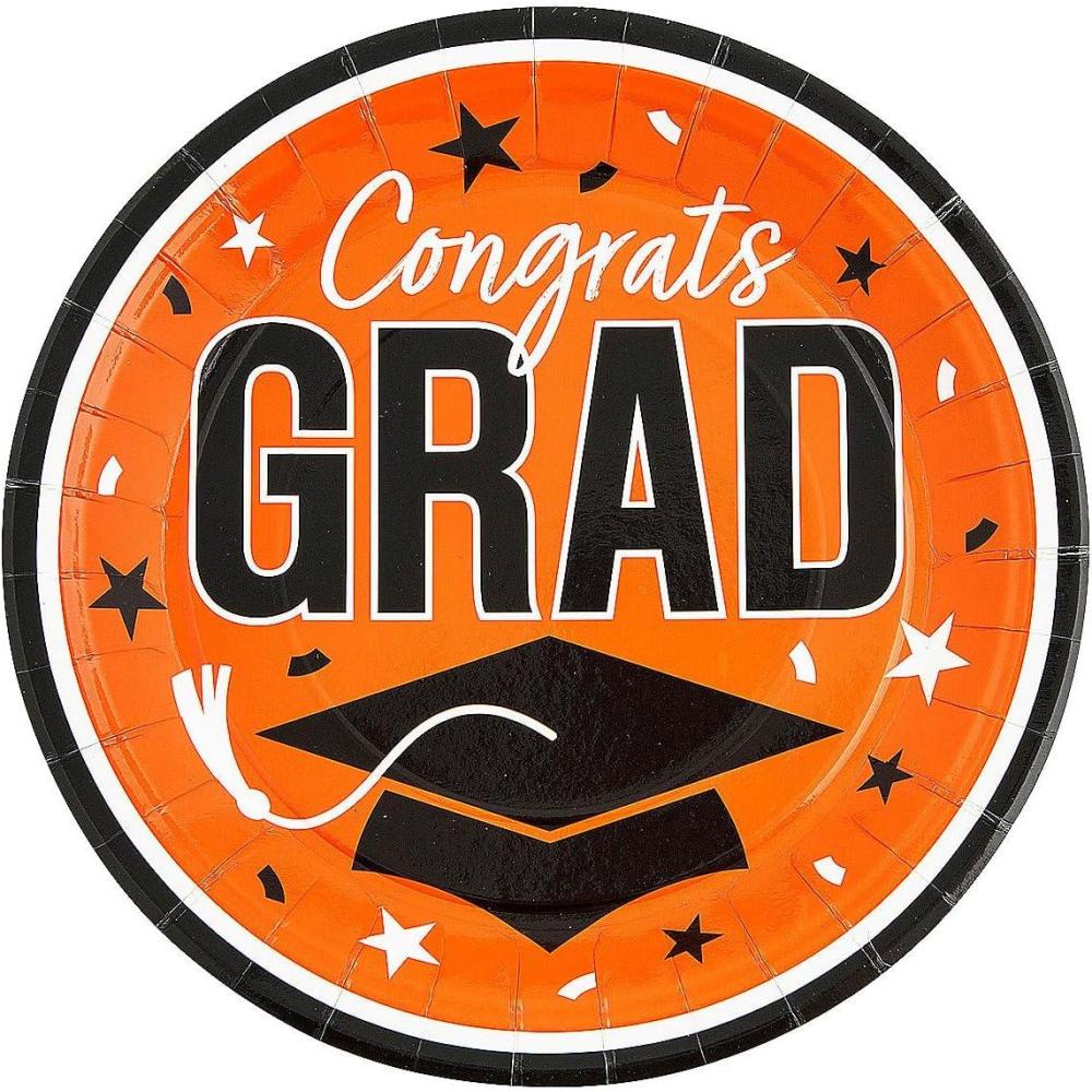 image:imageFun Express 9 Graduation Party Plates  Congrats Grad  25 Plates  Great for Parties School and College Events BlueOrange