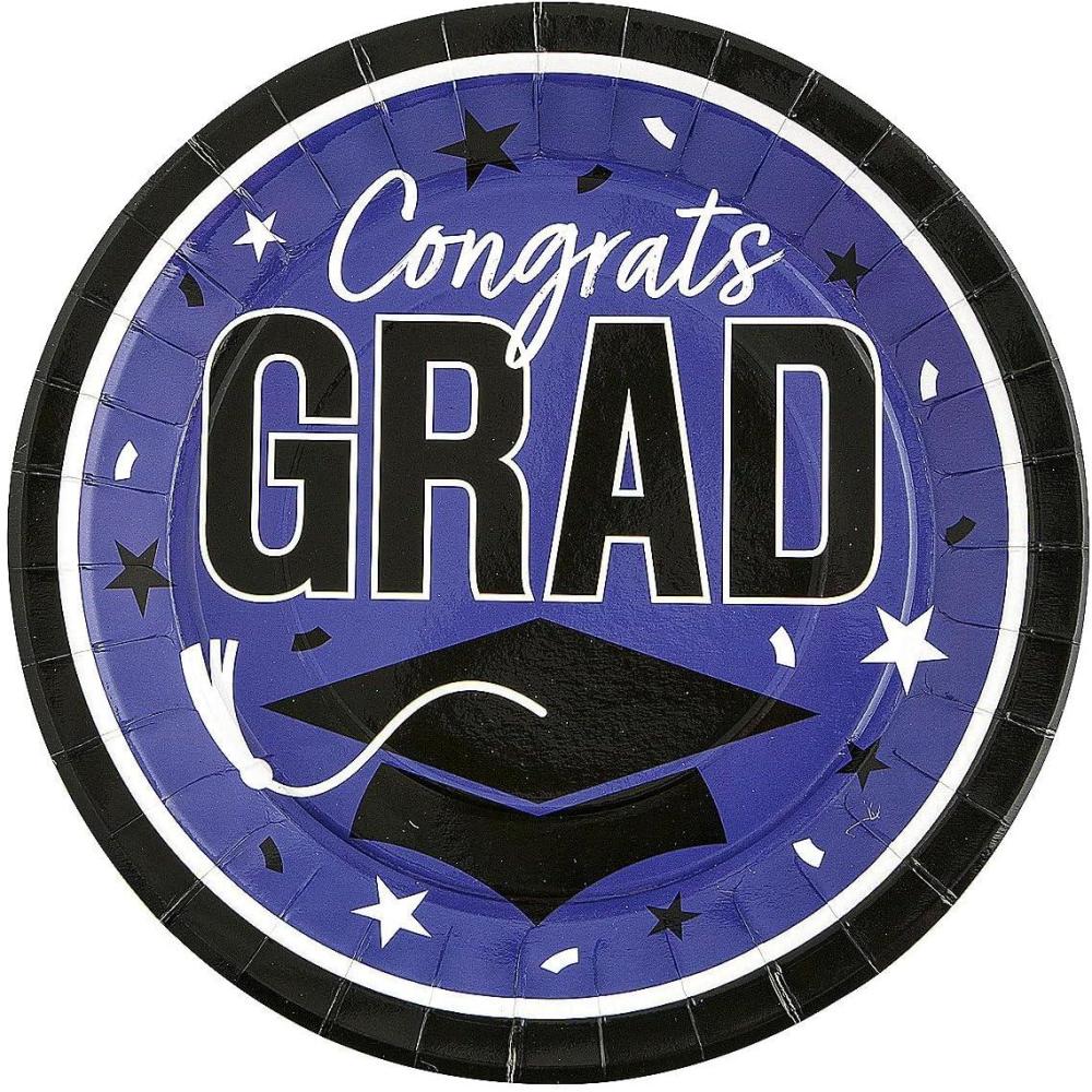 image:imageFun Express 9 Graduation Party Plates Congrats Grad 25 Plates Great for Parties School and College Events BluePurple