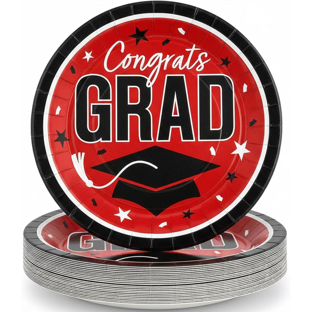 image:imageFun Express 9 Graduation Party Plates Congrats Grad 25 Plates Great for Parties School and College Events BlueRed