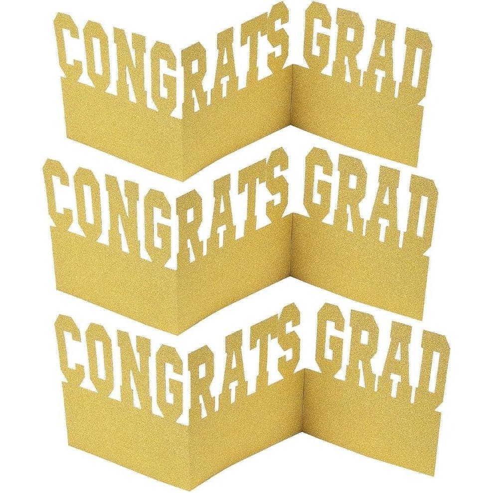 image:imageFun Express Congrats Grad Gold Glitter Centerpieces 21 x 8 Graduation Table Toppers 3 Pieces Glittery Party Decorations amp Supplies