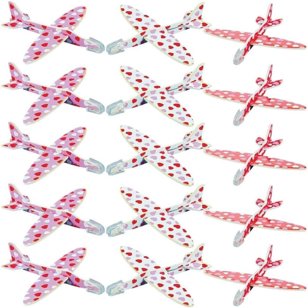 image:imageFun Express Mini Heart Print Gliders Perfect Valentines Day Party Favor Toys for Kids Classroom Rewards and Fun Activities Bulk Set of 48