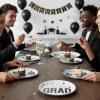 Fun Express 7 1/4″ Way to Go Grad Disposable Paper Dessert Plates – 25 Ct. – Great for Graduation Parties For School and College (Silver)(White)