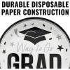 Fun Express 7 1/4″ Way to Go Grad Disposable Paper Dessert Plates – 25 Ct. – Great for Graduation Parties For School and College (Silver)(White)