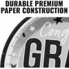 Fun Express 9″ Graduation Party Plates – Congrats Grad – 25 Plates – Great for Parties, School and College Events (Blue)(Silver)