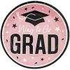 Fun Express 7 1/4″ Way to Go Grad Disposable Paper Dessert Plates – 25 Ct. – Great for Graduation Parties For School and College (Silver)(Pink)