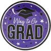 Fun Express 7 1/4″ Way to Go Grad Disposable Paper Dessert Plates – 25 Ct. – Great for Graduation Parties For School and College (Silver)(Purple)
