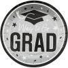 Fun Express 7 1/4″ Way to Go Grad Disposable Paper Dessert Plates – 25 Ct. – Great for Graduation Parties For School and College (Silver)(Silver)