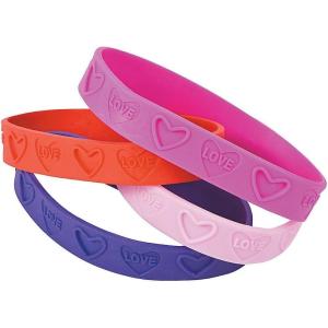 Fun Express – Love Rubber Bracelets for Valentine’s Day – Jewelry – Rubber Bracelets – 24 Pieces