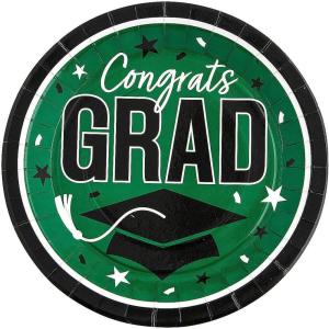 Fun Express 9″ Graduation Party Plates – Congrats Grad – 25 Plates – Great for Parties, School and College Events (Blue)(Green)