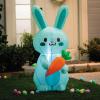 Fun Express 3 1/2 ft. Easter Whimsy Blue Bunny with Carrot Airblown Decoration