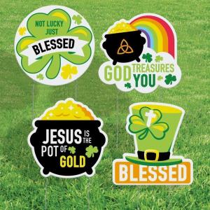 Fun Express 16″ x 16″ Religious St. Patrick’s Day Yard Signs – 4 Pc.