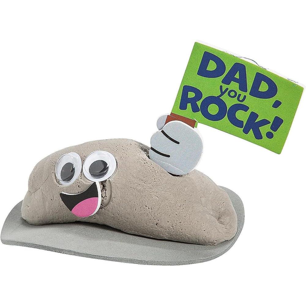 image:imageFun Express Fathers Day You Rock Air Dry Clay Craft Kit Creative Fathers Day Craft for Kids Make Personalized Gifts Makes 12 Rock Sculptures for Home School amp Classroom 12 Pieces