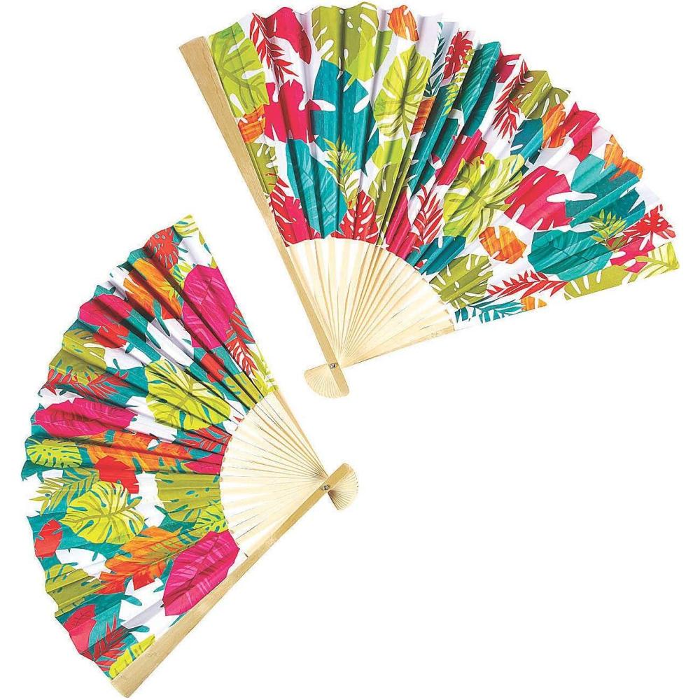 image:imageFun Express Luau Bamboo Hanging Fans Party Decor Hanging Decor Misc Hanging Decor 2 Pieces