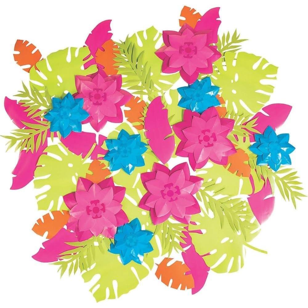 image:imageFun Express Luau Tropical Paper Decor Kit for Party Party Decor General Decor Decorating Kits Party 50 Pieces