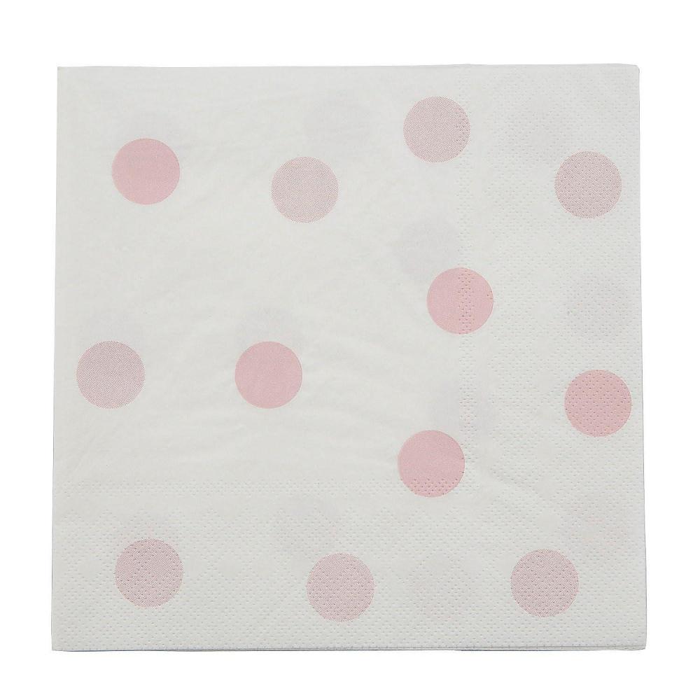image:imageFun Express 6 12 Baby Shower Pink Polka Dot Paper Luncheon Napkin 16 Count