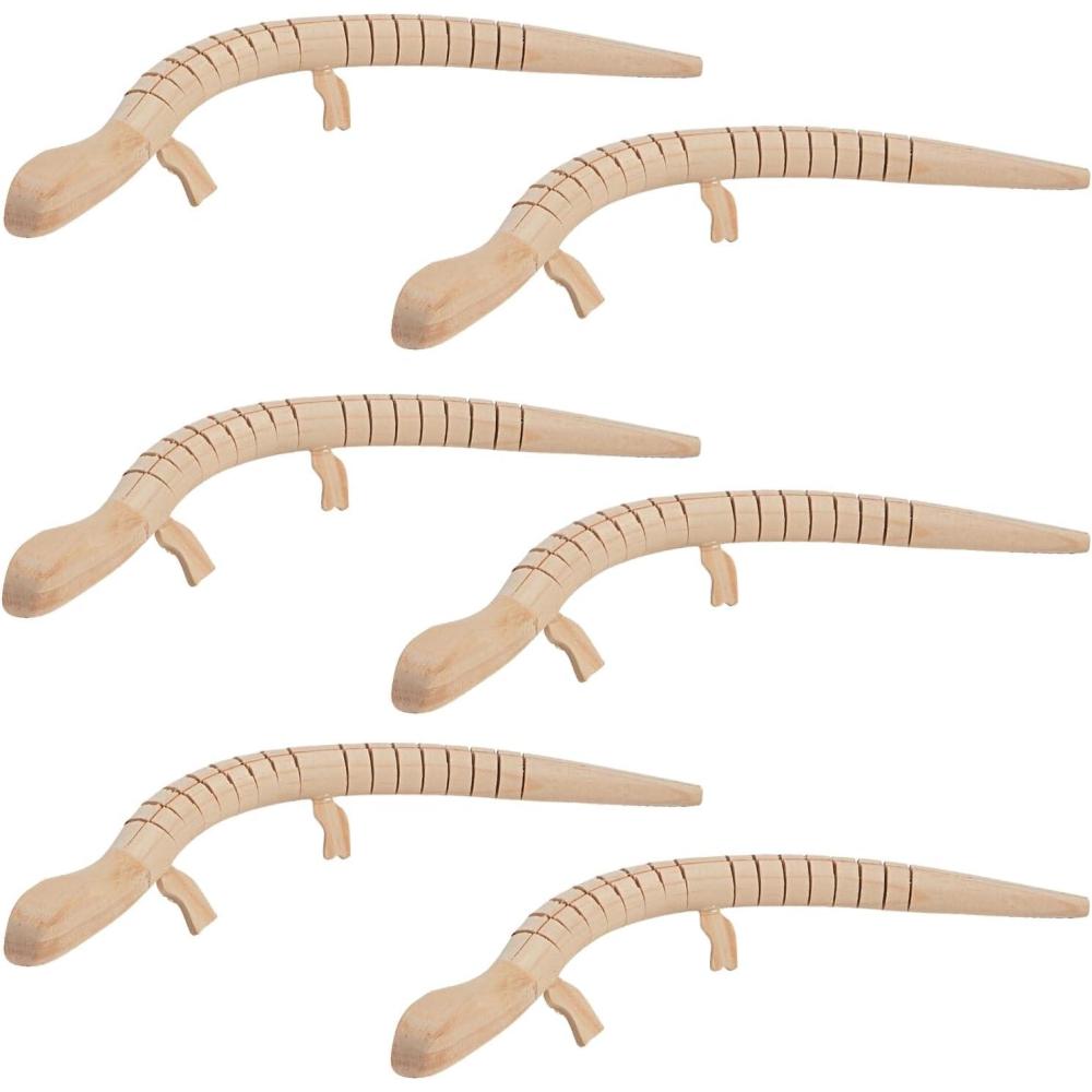 image:imageFun Express DIY Wood Lizards VBS Vacation Bible School SuppliesDecor Set of 6 Over 8 Inches Long Craft Toys for Kids