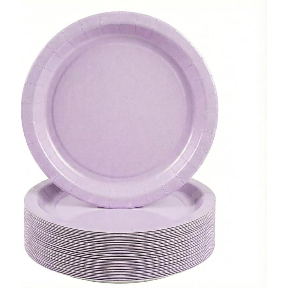 image:imageFun Express Lavender Paper Dinner Plates Lavender Disposable Dessert Paper Tableware Dinner Plates for Wedding Events amp Celebrations Baby Shower Birthday Party Supplies 24 Pieces