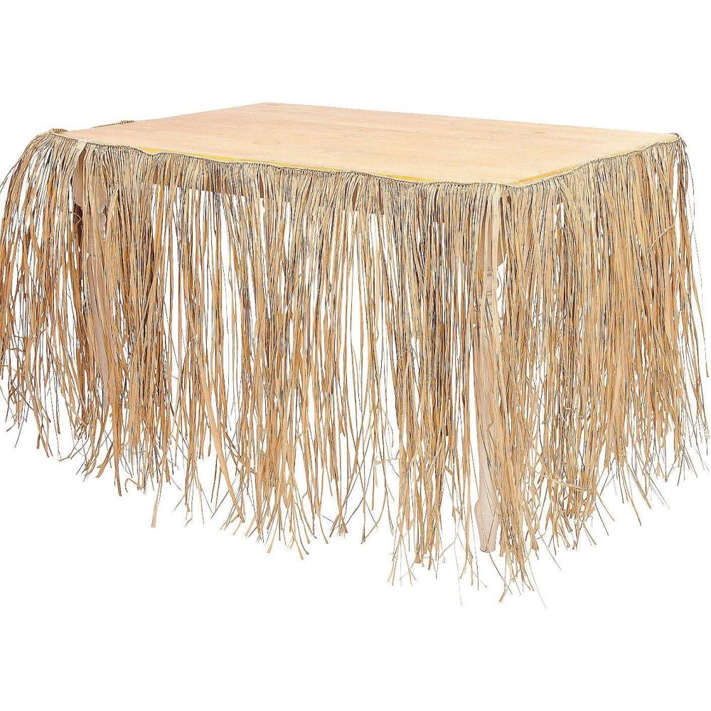 image:imageFun Express Natural Raffia Table Skirt 9 ft x 29 Tropical Luau Party Supplies 1 Piece
