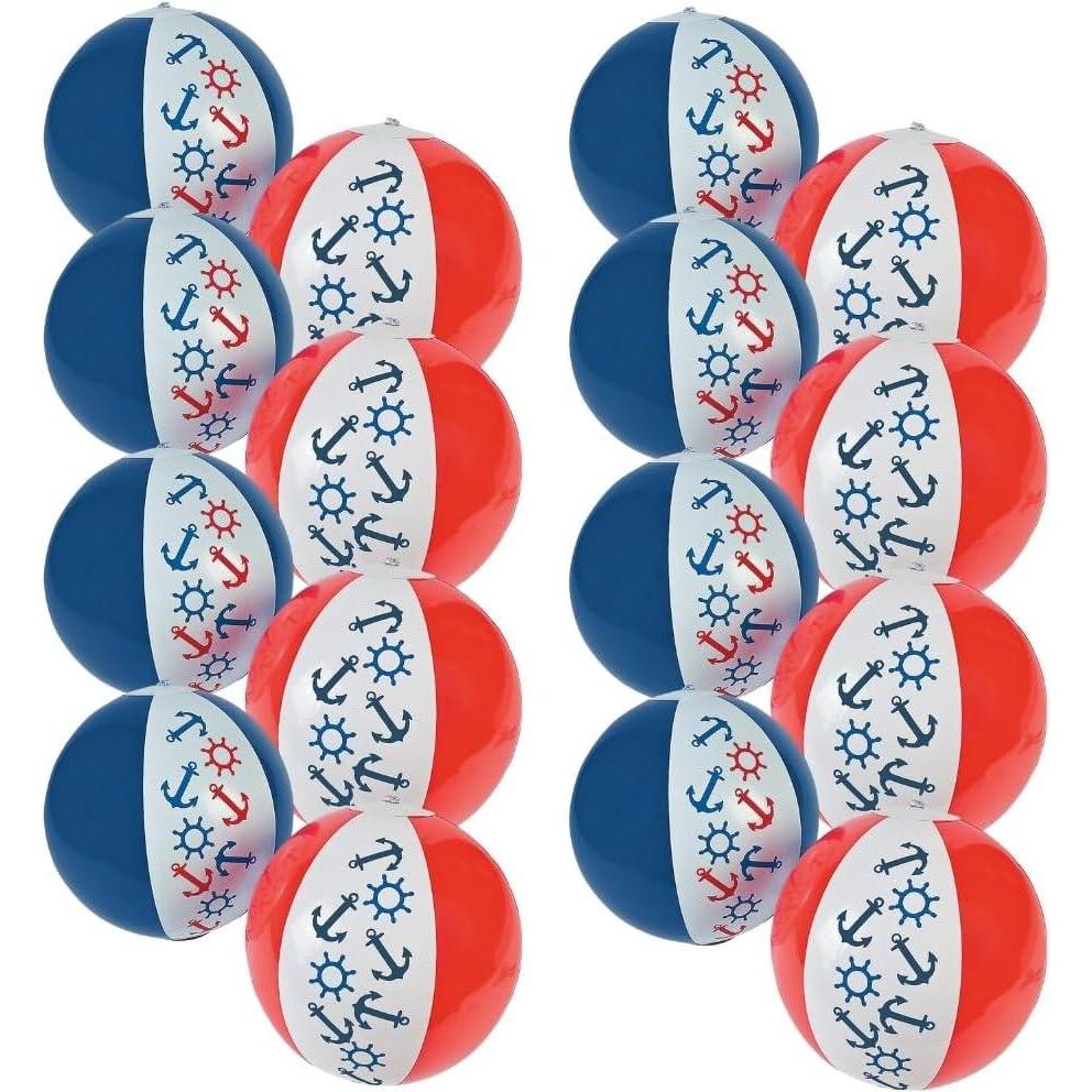 image:imageFun Express Nautical 14 Beach Balls Summer Toys 12 Individual Beach Balls  VBS Vacation Bible School SuppliesDecor