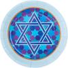 Fun Express Star of David Paper Dessert Plates with Light Blue Trim – Dessert Cake Plates Disposable Paper Light Blue Trim for Tea Party Baby Shower Birthday – 8 Pieces