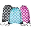 Fun Express Large Transparent Checkerboard Drawstring Bags – 6 Pieces