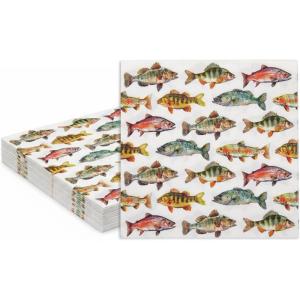 6 1/2″ Fishing Party Paper Luncheon Napkins – 16 Count, Vacation Bible School Supplies