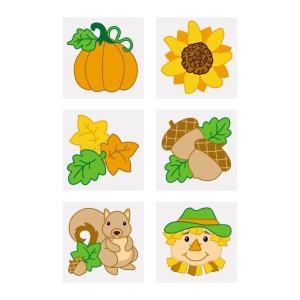 Fun Express 1 1/2″ Bulk 72 Pc. Fall Plants & Characters Paper Temporary Tattoos