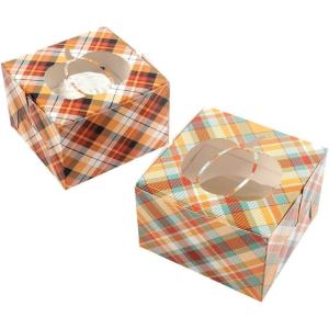 Fun Express 4 1/2″ x 4 1/2″ x 3″ Fall Pumpkin Cardstock Cupcake Boxes – 12 Pc.