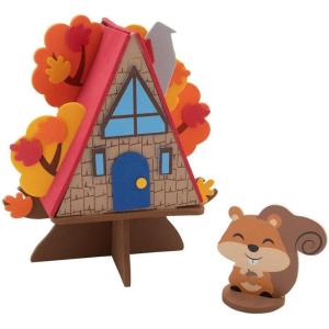 Fun Express 6 3/4″ x 7 1/2″ 3D Fall Tree House with Squirrel Craft Kit – Makes 12