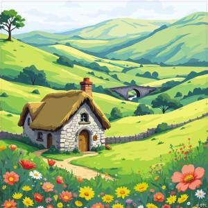 Fun Express 72″ x 72″ Ireland VBS Rolling Hills Polyester Photo Booth Backdrop