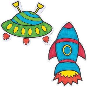 Fun Express Color Your Own Space Magnets – Creative Craft Kits for Kids Perfect for VBS Vacation Bible School Space-Themed Parties and Educational Activities – 12 Pieces