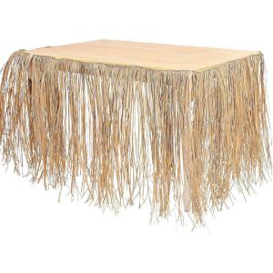 Fun Express Natural Raffia Table Skirt – 9 ft. x 29″ – Tropical Luau Party Supplies – 1 Piece