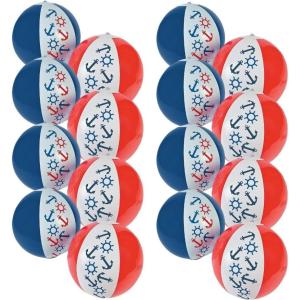 Fun Express Nautical 14″ Beach Balls Summer Toys- 12 Individual Beach Balls – VBS Vacation Bible School Supplies/Decor
