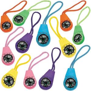 Fun Express Neon Compass On Cord (1 Dozen) – VBS Vacation Bible School Supplies/Decor – Bulk Novelty Toy