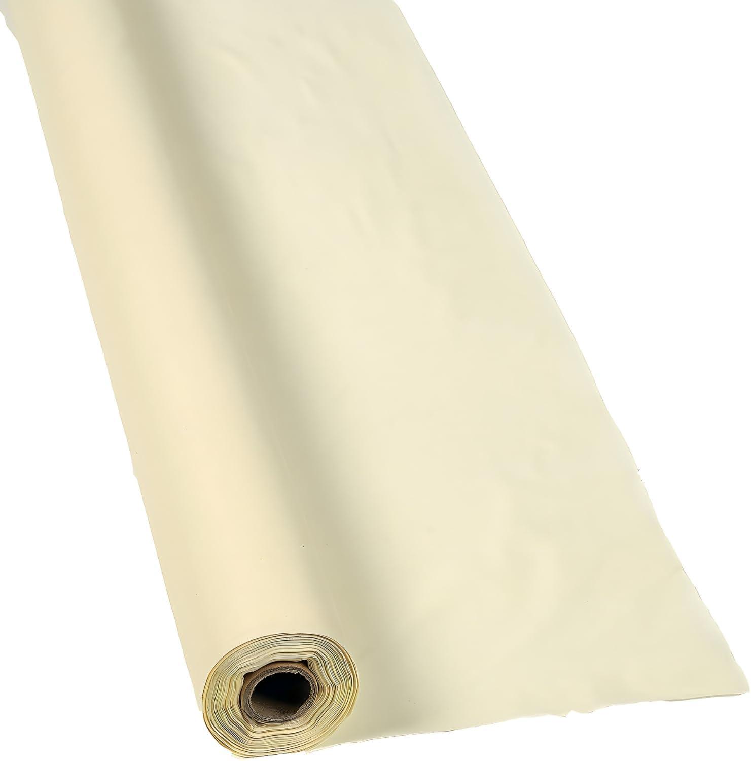 image:imageFun Express 40 x 100 Feet Plastic Table Cover Roll Premium Disposable Plastic Tablecloth for All TypeShape Tables Picnic Party Banquet Birthdays Weddings GreenIvory