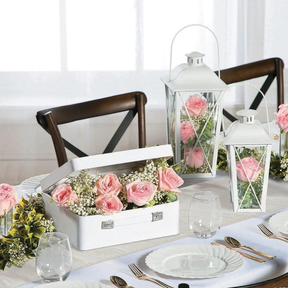 image:imageWhite Mini Cardboard Suitcase 12 Inch Party Centerpiece and Wedding Decoration