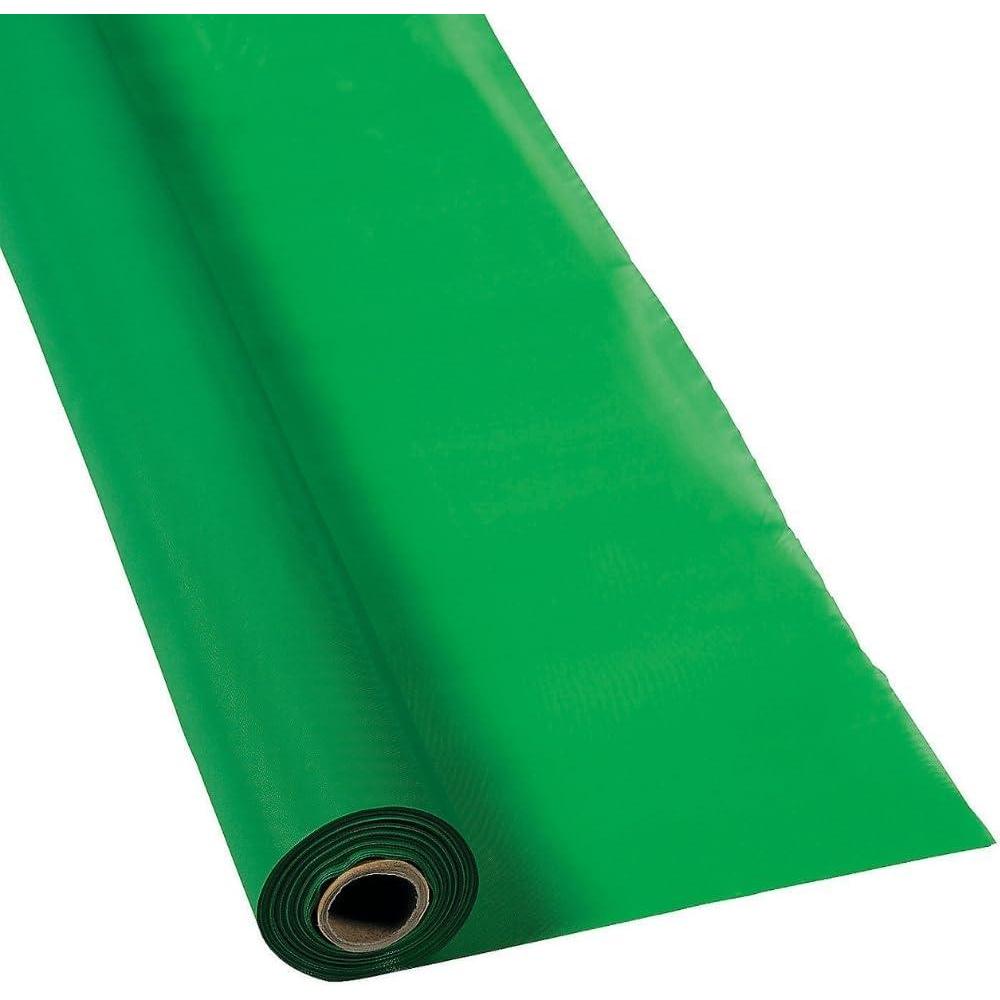 image:imageFun Express 40 x 100 Feet Plastic Table Cover Roll Premium Disposable Plastic Tablecloth for All TypeShape Tables Picnic Party Banquet Birthdays Weddings GreenGreen