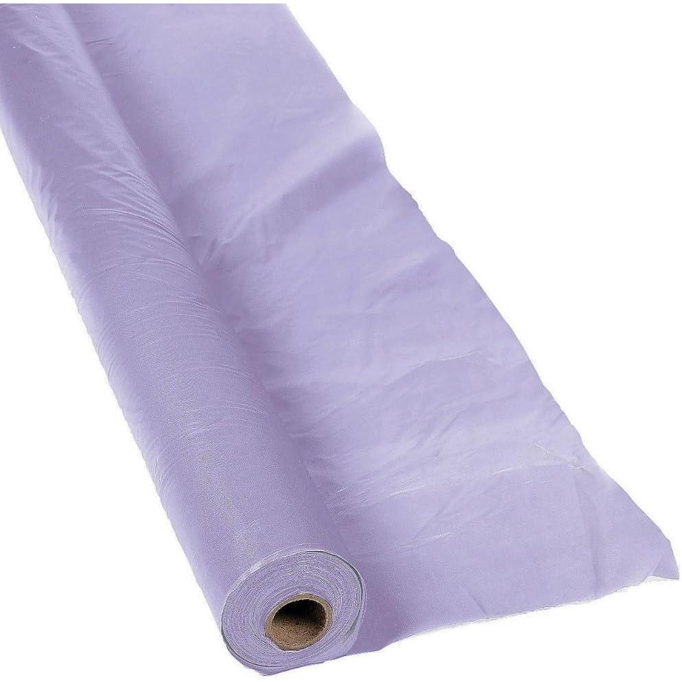 image:imageFun Express 40 x 100 Feet Plastic Table Cover Roll Premium Disposable Plastic Tablecloth for All TypeShape Tables Picnic Party Banquet Birthdays Weddings GreenLilac