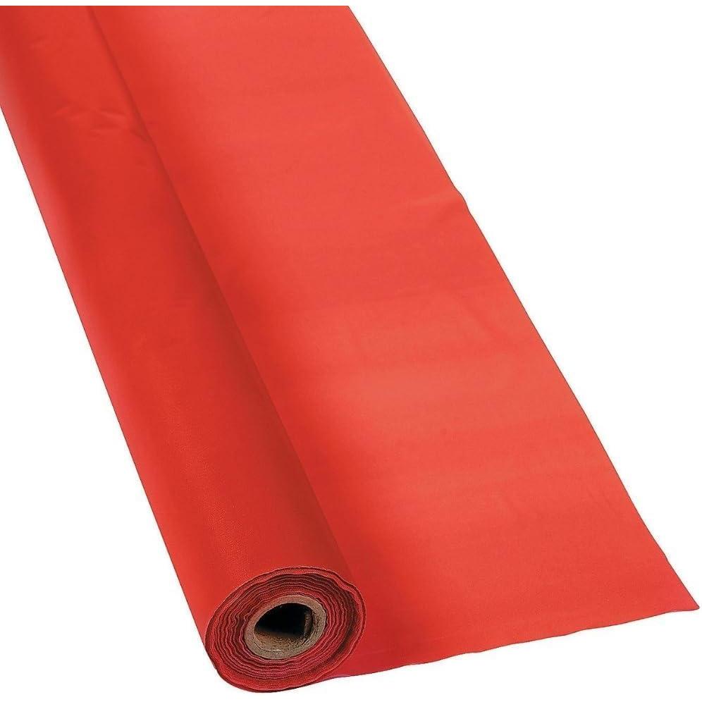 image:imageFun Express 40 x 100 Feet Plastic Table Cover Roll Premium Disposable Plastic Tablecloth for All TypeShape Tables Picnic Party Banquet Birthdays Weddings GreenRed