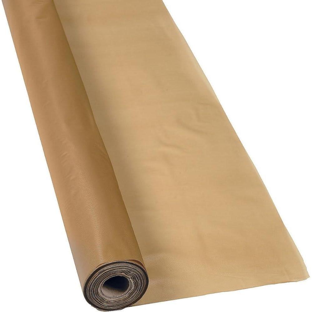 image:imageFun Express 40 x 100 Feet Plastic Table Cover Roll Premium Disposable Plastic Tablecloth for All TypeShape Tables  Picnic Party Banquet Birthdays Weddings GreenGold