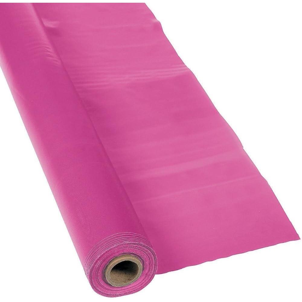 image:imageFun Express 40 x 100 Feet Plastic Table Cover Roll Premium Disposable Plastic Tablecloth for All TypeShape Tables Picnic Party Banquet Birthdays Weddings GreenHot Pink