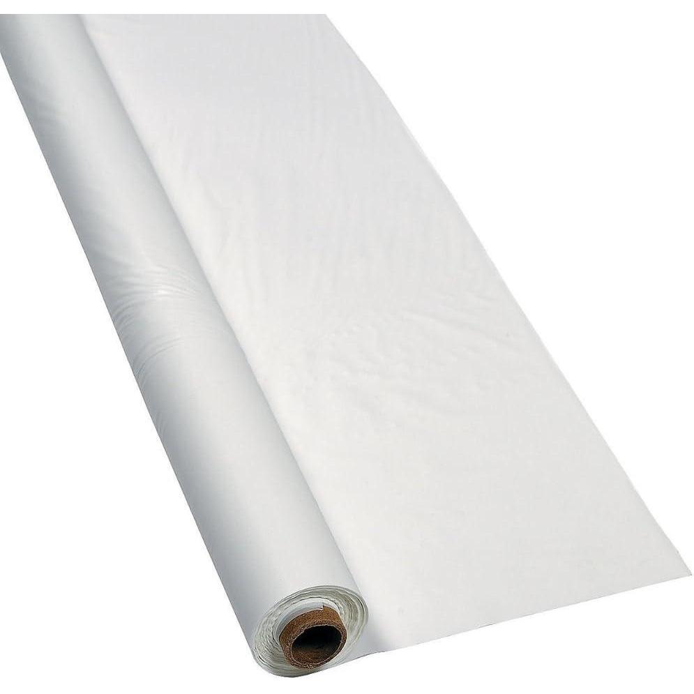 image:imageFun Express 40 x 100 Feet Plastic Table Cover Roll Premium Disposable Plastic Tablecloth for All TypeShape Tables Picnic Party Banquet Birthdays Weddings GreenWhite